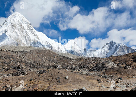 Monta Everest e Lothse, modo per il campo base Everest Foto Stock