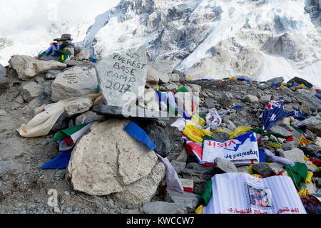 Himalaya, Nepal, 6Nov 2017 - Montare il Campo Base Everest Foto Stock