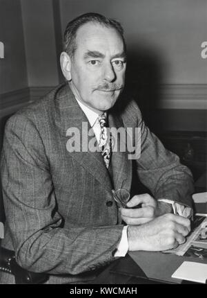 Dean Acheson, Sec. di stato, presso l ambasciata americana a Londra, 13 maggio 1950. Frequenta Conferenza dei Ministri degli Esteri a Lancaster House. - (BSLOC 2014 15 107) Foto Stock