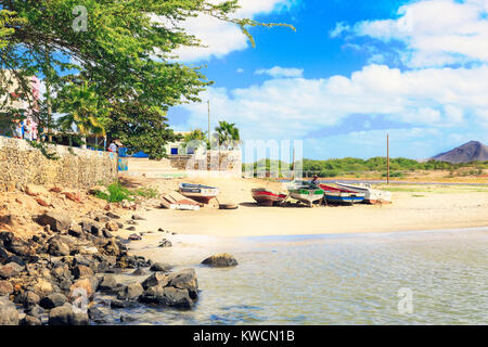 Spiaggia di Palmeira porto, Isola di Sal,Salina, Capo Verde, Africa Foto Stock