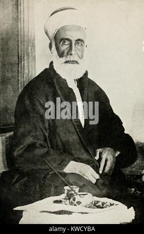 Hussein bin Ali, Sharif della Mecca, era un discendente del Profeta Maometto, c. 1915. Egli è stato un membro della antica casa hashemita è sceso attraverso i profeti nipote Hasan ibn Ali (BSLOC 2017 1 94) Foto Stock