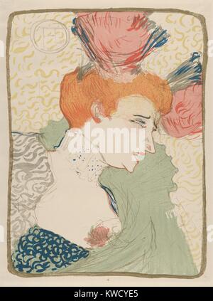 Mademoiselle Marcelle mutuante, Henri de Toulouse-Lautrec, 1895, francese Post-Impressionist stampa. Il cantante francese e ballerino era uno dei preferiti di artista che ha presentato il suo in 12 litografie (BSLOC 2017 5 70) Foto Stock