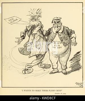 Mi vuole rendere la loro carne di creep. Cartoon politico che mostra un 'G.O.P. Fatboy' sventolare un minaccioso pupazzo che rappresentano il rosso spavento. Da New York World fumettista, Kirby Rollin, 24 ottobre, 1920. (BSLOC 2015 17 242) Foto Stock