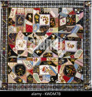 CRAZY QUILT PATTERN, da Tamar Horton Harris Nord, 1877, American artigianali, tessili. Crazy patch e confine sono ricamati con filo di cotone e ciniglia. Alcuni sono anche decorate con vernice. Una macchina da cucire è stato utilizzato per la parte di trapunte costruzione (BSLOC 2017 16 125) Foto Stock