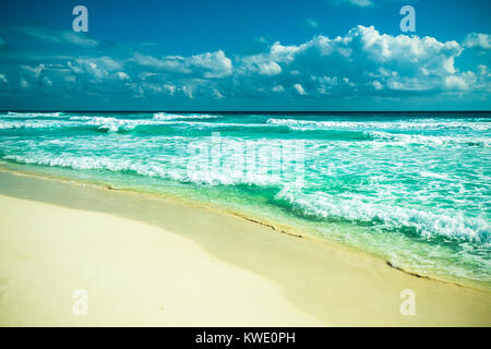 Spiaggia di Cancun panorama, Messico Foto Stock