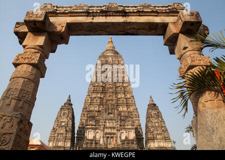 Il tempio di Mahabodhi a Bodhgaya, in India Foto Stock