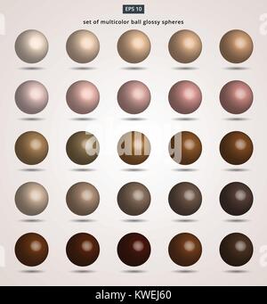 Set di sfera marrone colore tono sfere lucida illustrazione vettoriale per la progettazione Illustrazione Vettoriale
