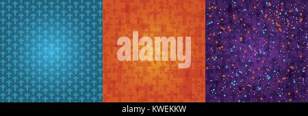 Impostare lo sfondo arancione scuro, blu, color porpora halloween con crocifisso pattern texture, illustrazione vettoriale Illustrazione Vettoriale