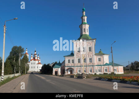 Chiese Entrata in Gerusalemme e la Natività di Cristo sulla via Lenin nella città di Totma, Vologda Regione, Russia Foto Stock