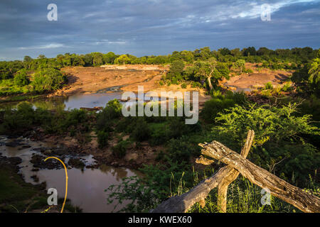 Fiume vista panoramica nel parco nazionale di Kruger, Sud Africa Foto Stock