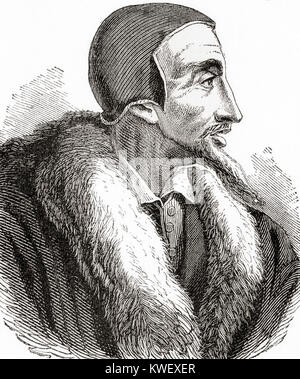 Giovanni Calvino, nato Jehan Cauvin, 1509 - 1564. Teologo francese, pastore e il reformer a Ginevra durante la Riforma Protestante. Da Ward e bloccare la storia illustrata del mondo, pubblicato c.1882. Foto Stock