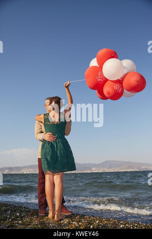 Coppia con ballons Foto Stock