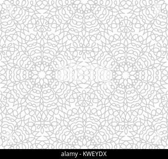 Abstract linea floreale orientale pattern senza giunture. Arabo ornamento della piastrella. Musulmani asiatici decor. Fiori ornamentali geometrici sfondo. Floreali piastrellato etnica Illustrazione Vettoriale