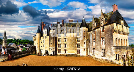 Bella Langeais castello medievale,della Valle della Loira, Francia. Foto Stock