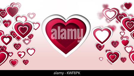 Cuori di San Valentino stratificati Foto Stock