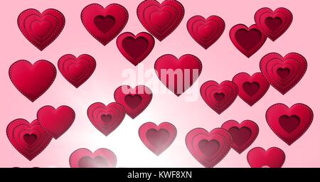 Cuori di San Valentino stratificati Foto Stock