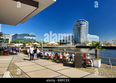 E Grasbrookhafen quay Dalmann nella città portuale di Amburgo, Germania, Europa Grasbrookhafen und Dalmannkai in der Hafencity von Hamburg, Deutschla Foto Stock