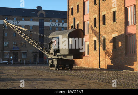 Conserve di dockside gru a vapore in Gloucester Docks Foto Stock