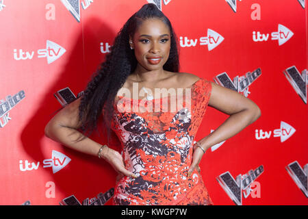 Londra, Regno Unito. 3 gennaio, 2018. Jennifer Hudson partecipa al lancio della voce 2018 Regno Unito premere avviare su ITV Credit: ZUMA Press, Inc./Alamy Live News Foto Stock