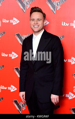 Olly Murs frequentando la voce REGNO UNITO Lancio al prosciutto Yard Hotel, Londra. Stampa foto di associazione. Picture Data: mercoledì 3 gennaio 2018. Foto di credito dovrebbe leggere: Ian West/PA FILO Foto Stock