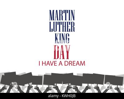 Martin Luther King giorno. Mani che tengono i manifesti di protesta. Illustrazione Vettoriale Illustrazione Vettoriale