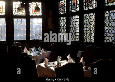 Europa/Francia/Alsace/Bas-Rhin/Strasburgo. La Maison Kammerzell. La Salle.// La Maison Kamerzell, ristorante. La sala da pranzo Foto Stock
