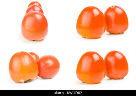 Raccolta di persimmon isolate su un intaglio bianco Foto Stock