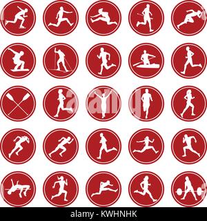 Le icone di set di atleti veri uomini e donne provenienti da diversi sport Illustrazione Vettoriale