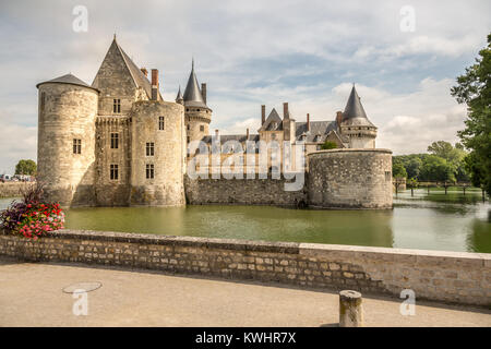 Vista del Château de Sully-sur-Loire, Francia, Europa. Foto Stock