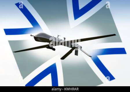 Drone e il simbolo delle forze armate, Drohne simbolo und der Bundeswehr Foto Stock