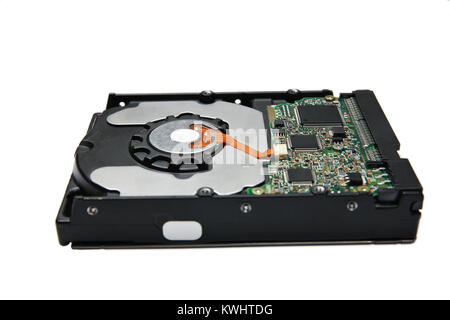 HDD, Hard drive su sfondo bianco, primo piano Foto Stock