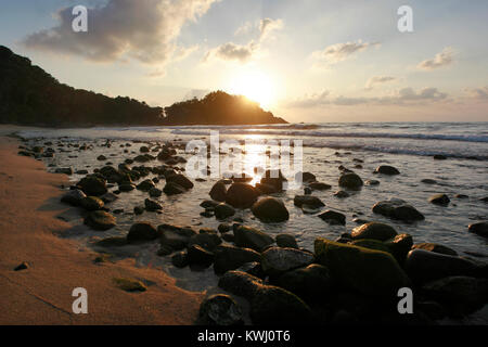 Tramonto a San Pancho spiaggia in Messico Foto Stock