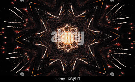 Colorato caleidoscopio di loop sequenza. Abstract motion graphics background. prisma a specchio la creazione del giocattolo e con effetti di luci scintillanti e changin veloce Foto Stock