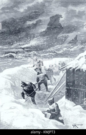 Un'illustrazione di George Roux per César Cascabel, un romanzo del 1890 di Jules Verne, parte della sua serie Voyages Extraordinaires, raffigurante una scena della narrazione. Foto Stock