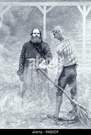 Un'altra illustrazione di George Roux per *César Cascabel* di Jules Verne, che mostra una scena drammatica del romanzo d'avventura del 1890 che combina viaggi e temi familiari. Foto Stock