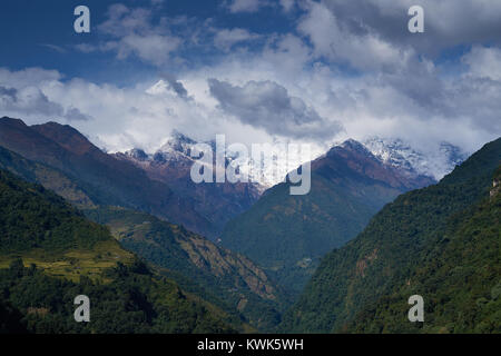 Annapurna sud (Dakshin) e Hiunchuli, Annapurna massif, Nepal Foto Stock