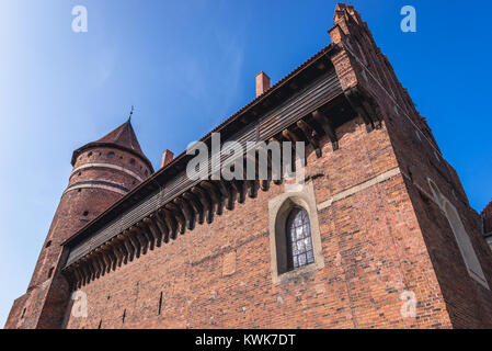 Esterno del XIV Castello dei Vescovi Warmian in Olsztyn nella città di Olsztyn in Warmian-Masurian voivodato di Polonia Foto Stock