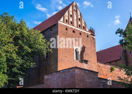 Esterno del XIV Castello dei Vescovi Warmian in Olsztyn nella città di Olsztyn in Warmian-Masurian voivodato di Polonia Foto Stock