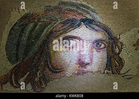 GAZIANTEP, TURCHIA - Dicembre, 15 2017: Zeugma mosaico museo,uno dei la più grande collezione di mosaico nel mondo. Foto Stock