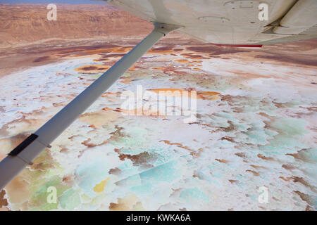 Sale del Mar Morto e piscine Ein boqeq vista aerea Foto Stock