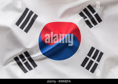 Corea del Sud bandiera. Colorato Corea del Sud bandiera sventolare nel vento. Foto Stock