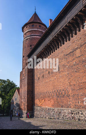 Esterno del XIV Castello dei Vescovi Warmian in Olsztyn nella città di Olsztyn in Warmian-Masurian voivodato di Polonia Foto Stock