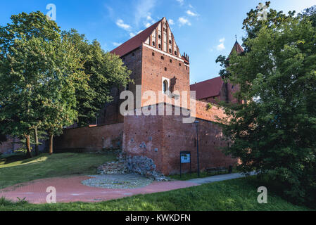 Esterno del XIV Castello dei Vescovi Warmian in Olsztyn nella città di Olsztyn in Warmian-Masurian voivodato di Polonia Foto Stock