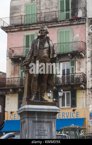 Francia, Corsica, Haute-Corse, Corte, Pascal Paoli statua Foto Stock