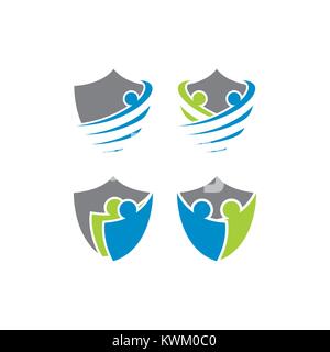 Persone protezione di schermo logo design Illustrazione Vettoriale