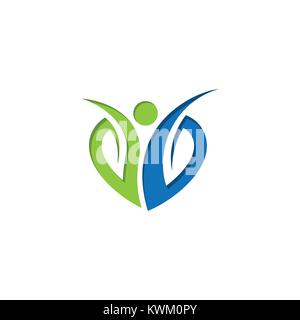 Persone logo in foglia Illustrazione Vettoriale