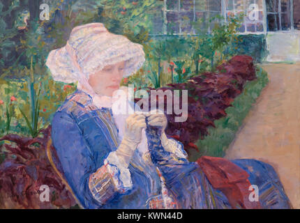 Lydia a crochet in giardino a Marly, Mary Cassatt,1880, Metropolitan Museum of Art, Manhattan, New York City, Stati Uniti d'America, America del Nord Foto Stock