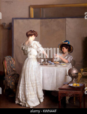 Le foglie di tè, William McGregor Paxton, 1909, Metropolitan Museum of Art, Manhattan, New York City, Stati Uniti d'America, America del Nord Foto Stock