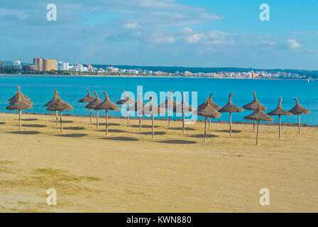 Spiaggia, Platja de Palma, Can Pastilla, Palma di Maiorca, isole Baleari, Spagna Foto Stock