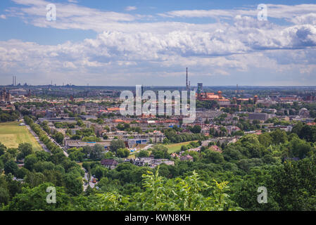 Vista aerea dal tumulo di Pilsudski sul Sowiniec altezze nella città di Cracovia, Piccola Polonia voivodato di Polonia Foto Stock